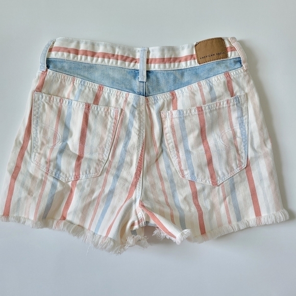 American Eagle Red White Blue Stripe Mom Shorts - Picture 3 of 7
